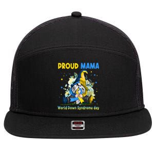 Family Gnome Proud Mama Down Syndrome Awareness T21 Gift 7 Panel Mesh Trucker Snapback Hat