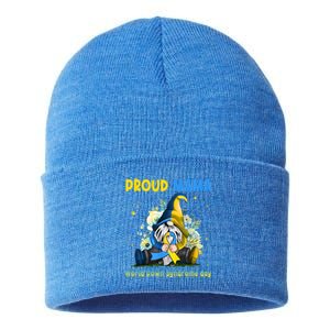 Family Gnome Proud Mama Down Syndrome Awareness T21 Gift Sustainable Knit Beanie