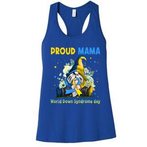 Family Gnome Proud Mama Down Syndrome Awareness T21 Gift Women's Racerback Tank