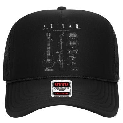 Funny Guitar Player Art For  Guitarist Guitar Lover High Crown Mesh Back Trucker Hat