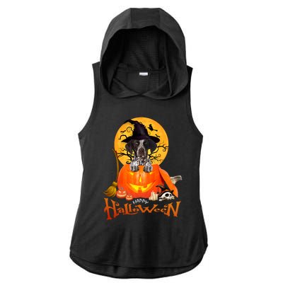 Funny GS Pointer Dog Spooky Halloween Ladies PosiCharge Tri-Blend Wicking Draft Hoodie Tank