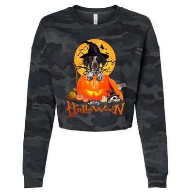 Funny GS Pointer Dog Spooky Halloween Cropped Pullover Crew