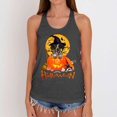 Funny GS Pointer Dog Spooky Halloween Women's Knotted Racerback Tank