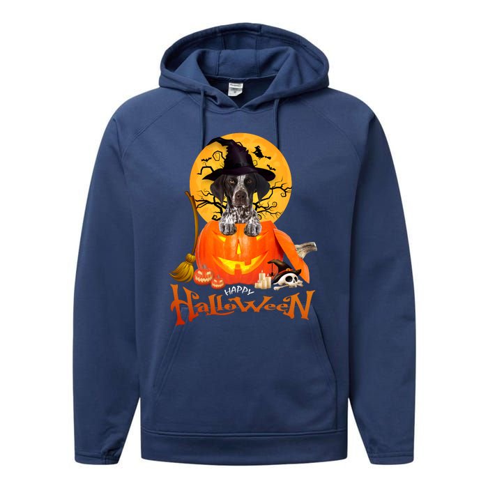 Funny GS Pointer Dog Spooky Halloween Performance Fleece Hoodie