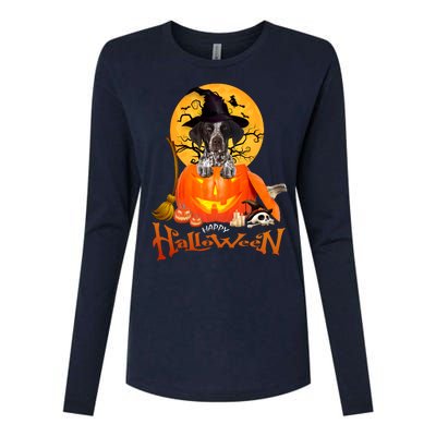 Funny GS Pointer Dog Spooky Halloween Womens Cotton Relaxed Long Sleeve T-Shirt