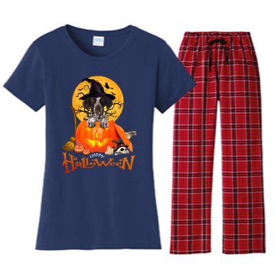 Funny GS Pointer Dog Spooky Halloween Women's Flannel Pajama Set