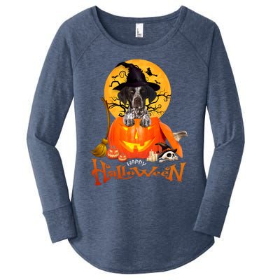 Funny GS Pointer Dog Spooky Halloween Women's Perfect Tri Tunic Long Sleeve Shirt