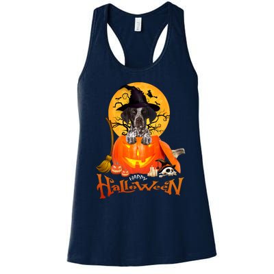 Funny GS Pointer Dog Spooky Halloween Women's Racerback Tank