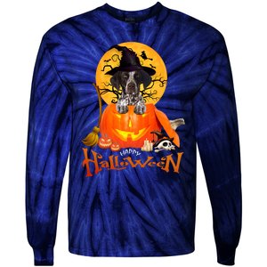 Funny GS Pointer Dog Spooky Halloween Tie-Dye Long Sleeve Shirt