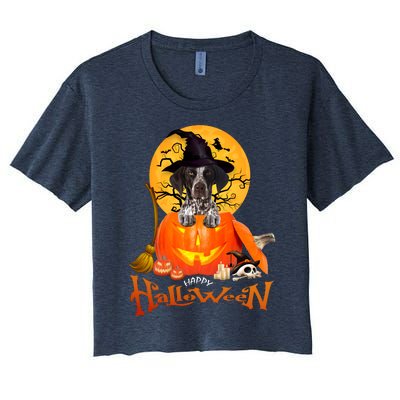 Funny GS Pointer Dog Spooky Halloween Women's Crop Top Tee