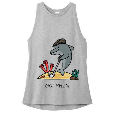 Funny Golphin Quote Golf Cool Dolphin Ladies PosiCharge Tri-Blend Wicking Tank