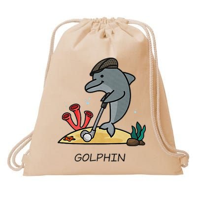 Funny Golphin Quote Golf Cool Dolphin Drawstring Bag