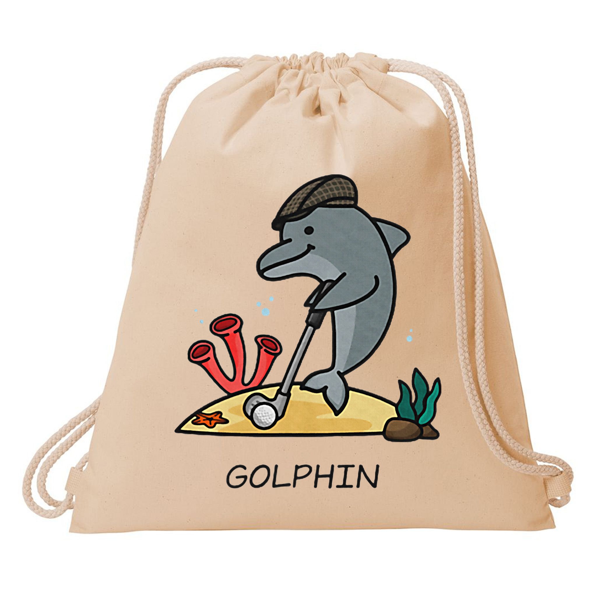 Funny Golphin Quote Golf Cool Dolphin Drawstring Bag