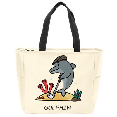 Funny Golphin Quote Golf Cool Dolphin Zip Tote Bag