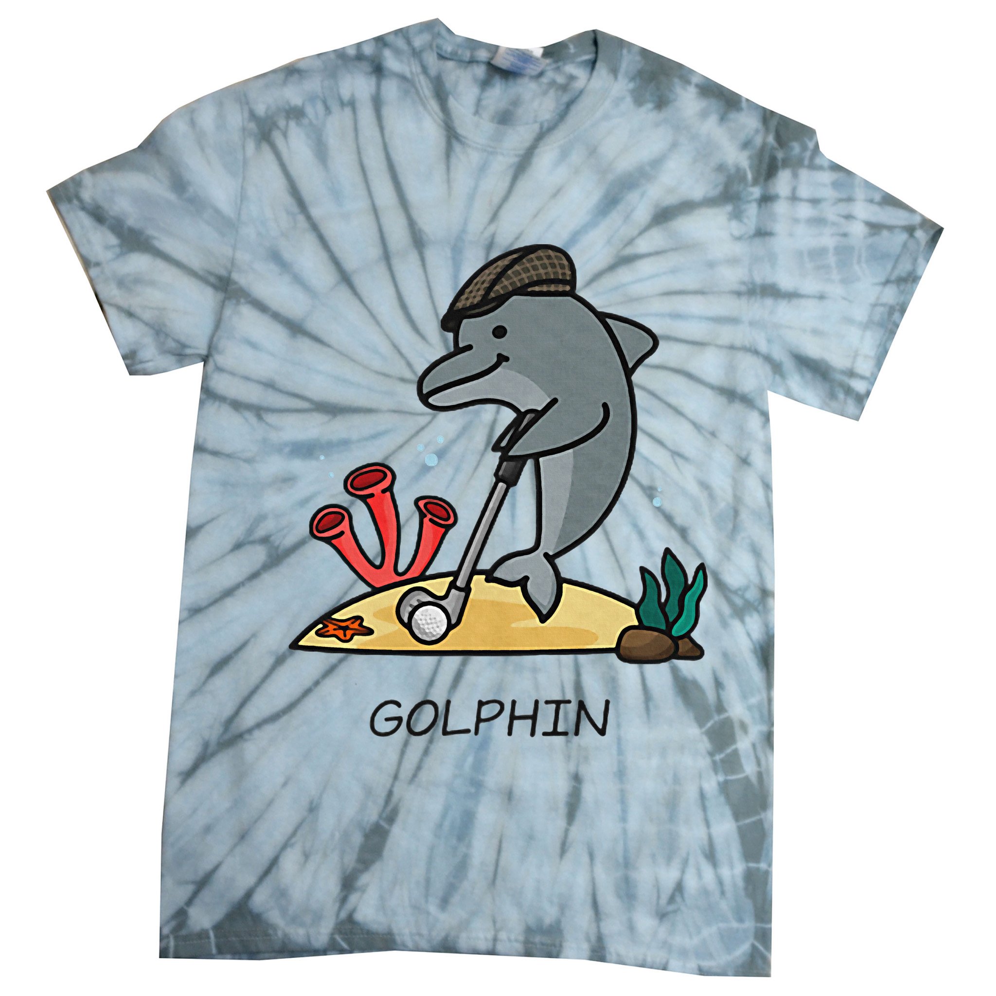 Funny Golphin Quote Golf Cool Dolphin Tie-Dye T-Shirt