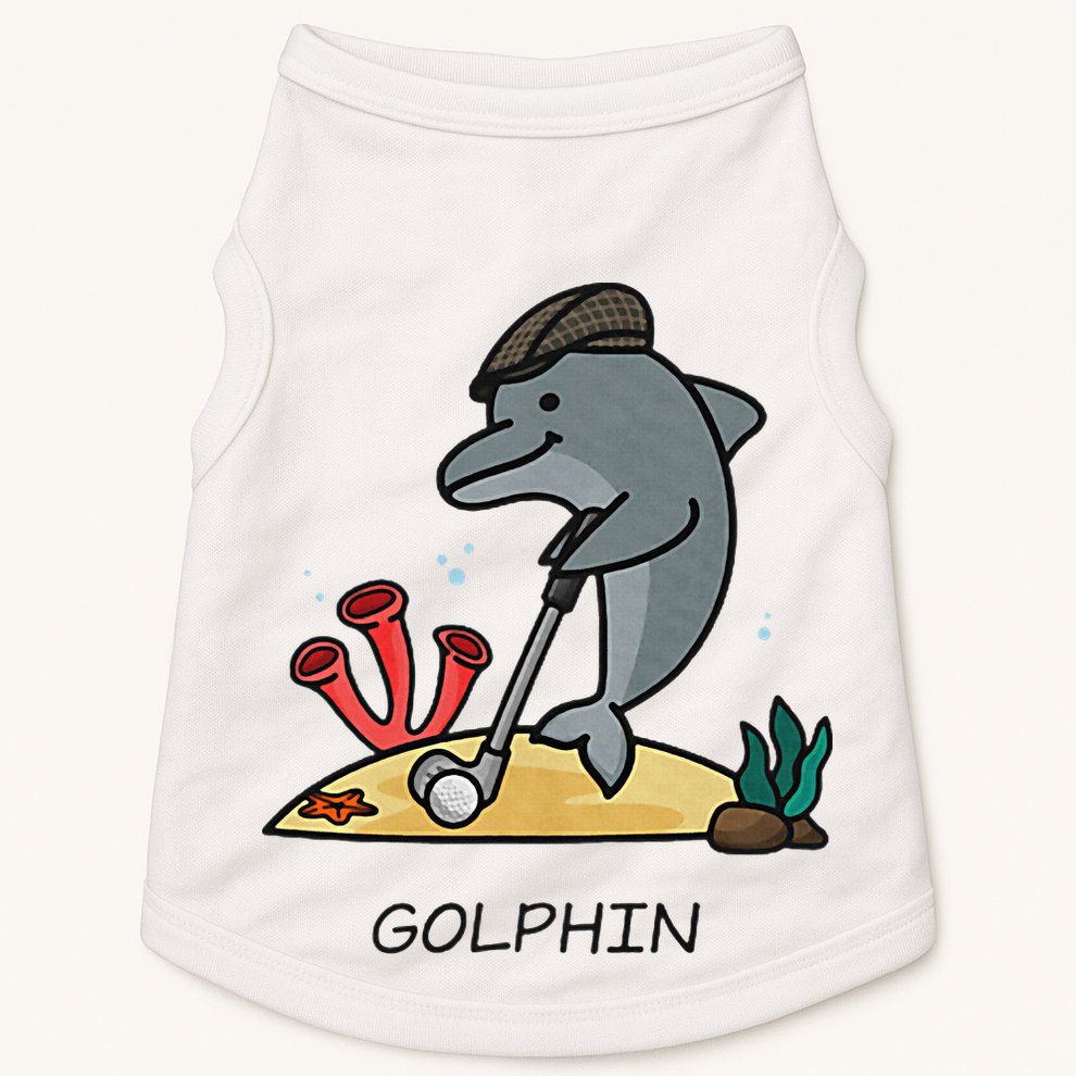 Funny Golphin Quote Golf Cool Dolphin Doggie Tank