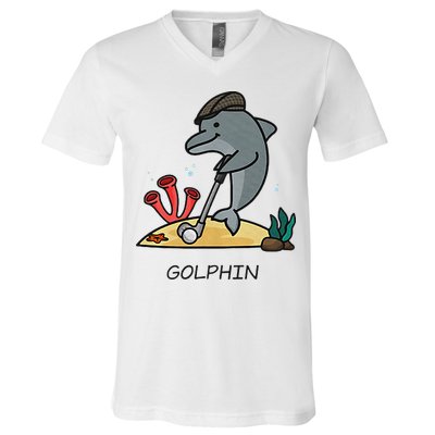Funny Golphin Quote Golf Cool Dolphin V-Neck T-Shirt