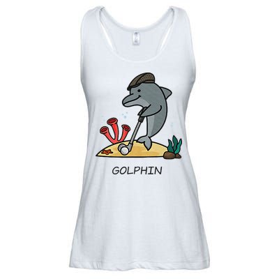 Funny Golphin Quote Golf Cool Dolphin Ladies Essential Flowy Tank