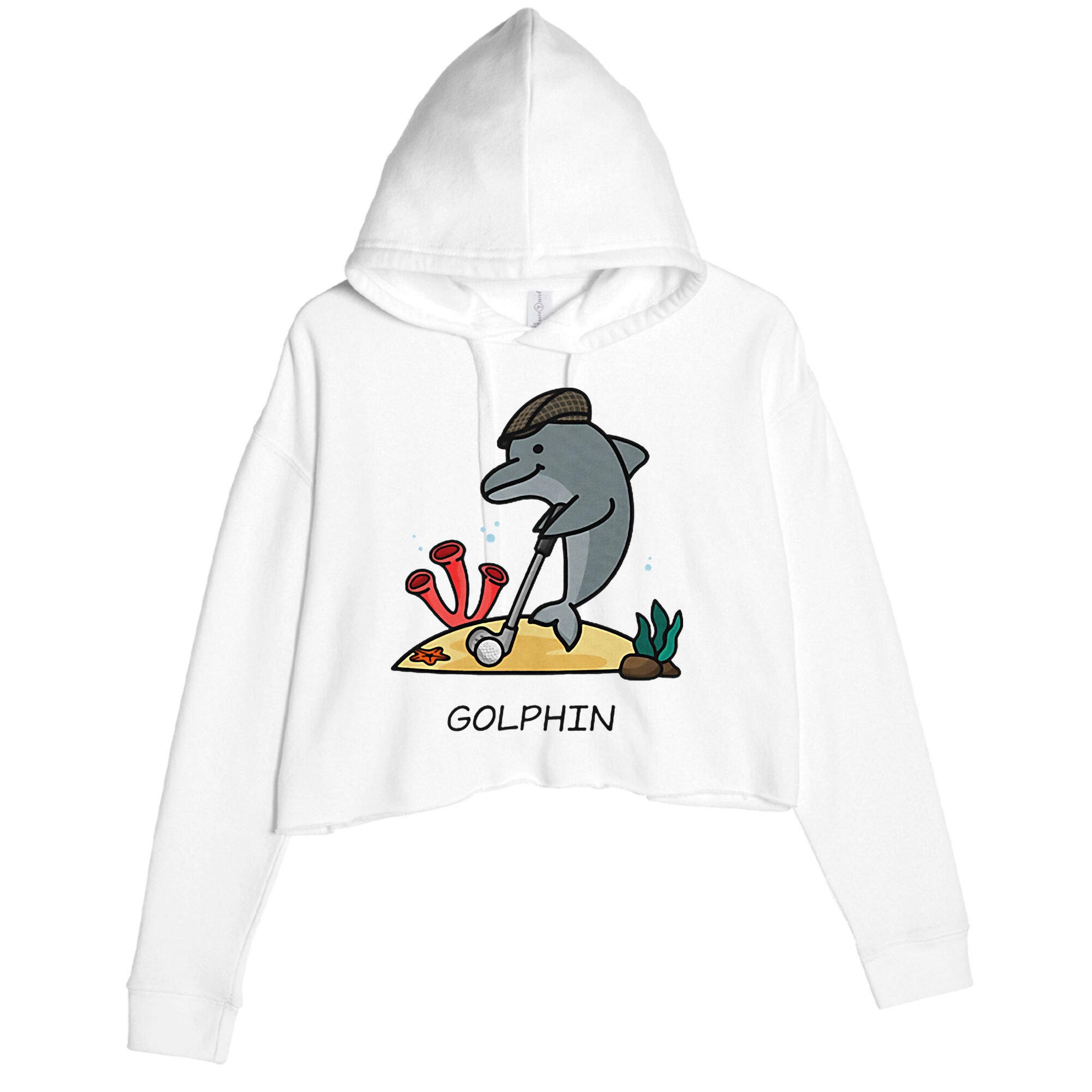 Funny Golphin Quote Golf Cool Dolphin Crop Fleece Hoodie