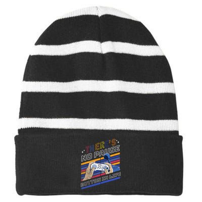 Funny Gamer Quote Motivational Retro Video Gaming Classic Striped Beanie with Solid Band