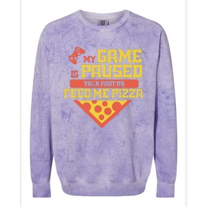 Funny Gamer Quote Outfit For A Lover Of Pizza And Videogames Colorblast Crewneck Sweatshirt