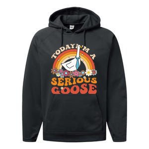 Funny Geese Quote Today IM A Serious Goose Women Cool Performance Fleece Hoodie