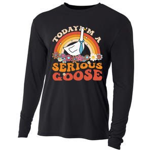 Funny Geese Quote Today IM A Serious Goose Women Cool Cooling Performance Long Sleeve Crew