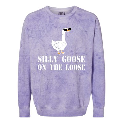 Funny Goose Quote Silly Goose On The Loose Colorblast Crewneck Sweatshirt