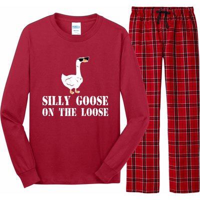 Funny Goose Quote Silly Goose On The Loose Long Sleeve Pajama Set