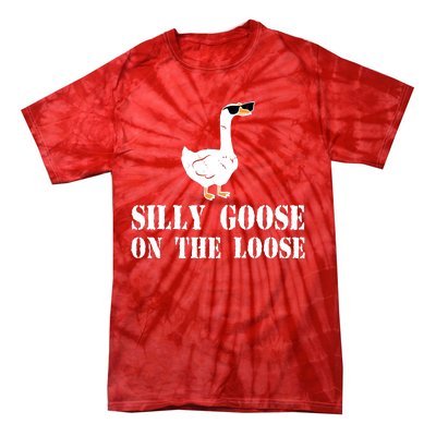 Funny Goose Quote Silly Goose On The Loose Tie-Dye T-Shirt