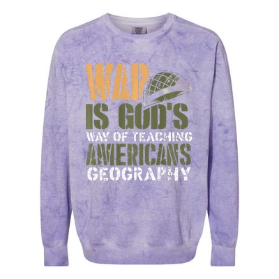 Funny Geography Quote Military Helmet Colorblast Crewneck Sweatshirt