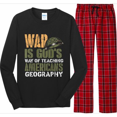 Funny Geography Quote Military Helmet Long Sleeve Pajama Set