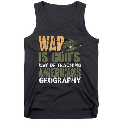 Funny Geography Quote Military Helmet Tank Top