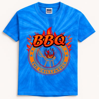 Funny Grillfather Quote The Grillfather Bbq Cool For Father Funny Gift Kids Tie-Dye T-Shirt