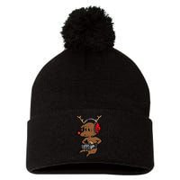 Festive Gaming Reindeer Level Up Your Christmas Pom Pom 12in Knit Beanie