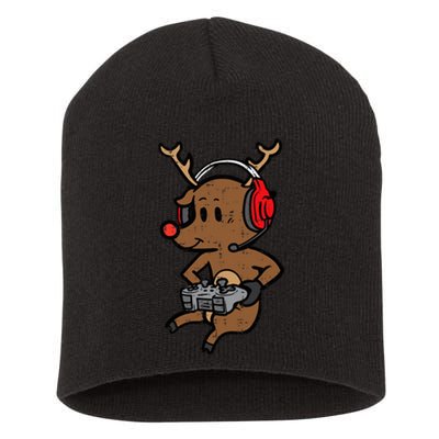 Festive Gaming Reindeer Level Up Your Christmas Short Acrylic Beanie