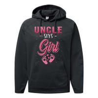 funny Gender reveal Uncle baby matching family set Performance Fleece Hoodie