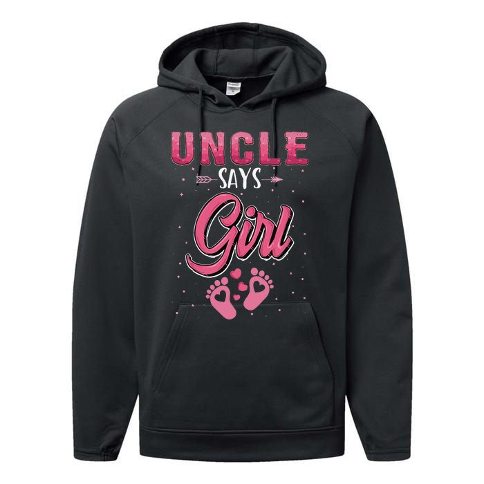 funny Gender reveal Uncle baby matching family set Performance Fleece Hoodie