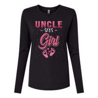 funny Gender reveal Uncle baby matching family set Womens Cotton Relaxed Long Sleeve T-Shirt