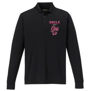 funny Gender reveal Uncle baby matching family set Performance Long Sleeve Polo