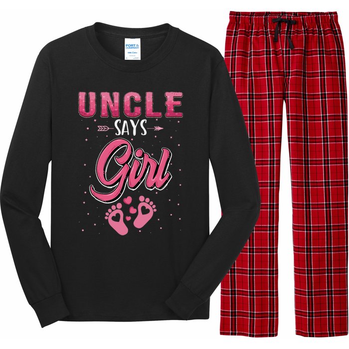 funny Gender reveal Uncle baby matching family set Long Sleeve Pajama Set