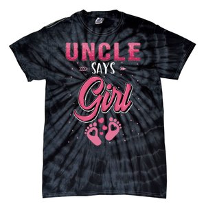 funny Gender reveal Uncle baby matching family set Tie-Dye T-Shirt