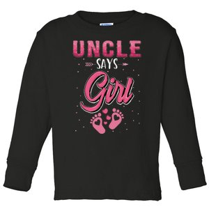 funny Gender reveal Uncle baby matching family set Toddler Long Sleeve Shirt