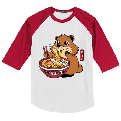 Funny Groundhog Ramen Noodles Kids Colorblock Raglan Jersey