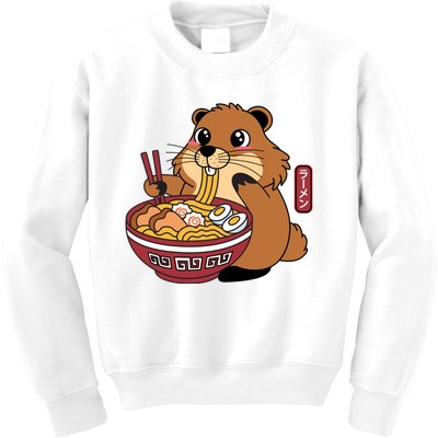 Funny Groundhog Ramen Noodles Kids Sweatshirt