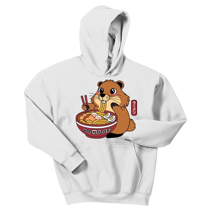 Funny Groundhog Ramen Noodles Kids Hoodie