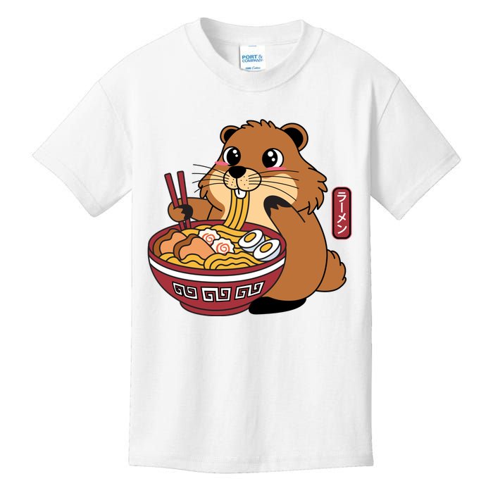 Funny Groundhog Ramen Noodles Kids T-Shirt