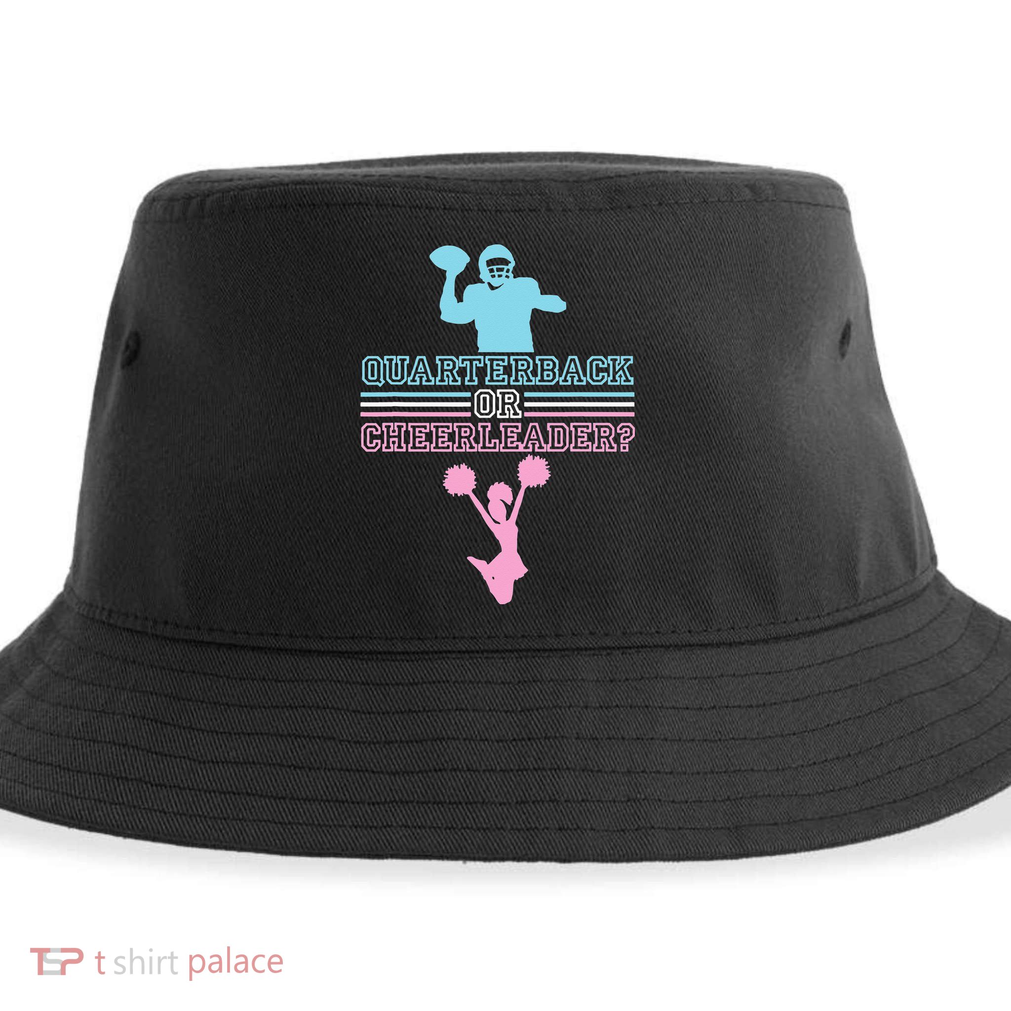 Football Gender Reveal Quarterback Or Cheerleader Sustainable Bucket Hat
