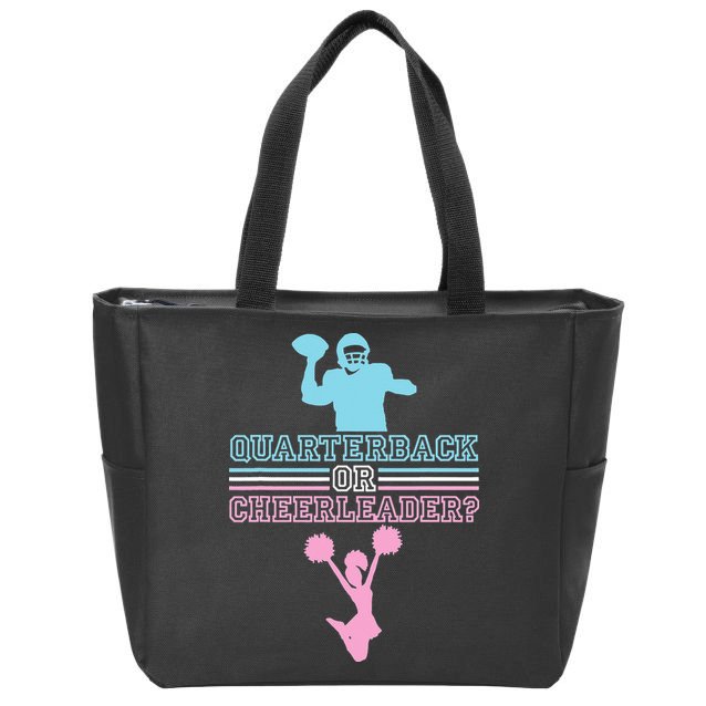 Football Gender Reveal Quarterback Or Cheerleader Zip Tote Bag