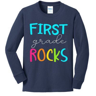 First Grade Rocks Team 1st Grade Teacher Long Sleeve Kids Long Sleeve Shirt